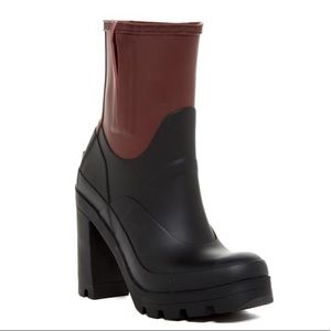 Hunter Black/Umber Contrast High Heel Booties